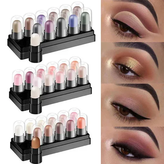 🎁 Long Lasting Waterproof 12-Color Glitter Shimmer Eye Shadow Pen Set